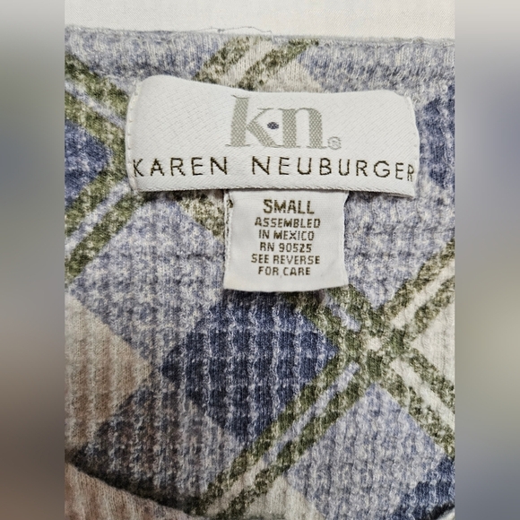 Karen Neuburger Womens Blue & Green Plaid Long Sleeve Zipper Robe Pajama Size Sm - Picture 4 of 10